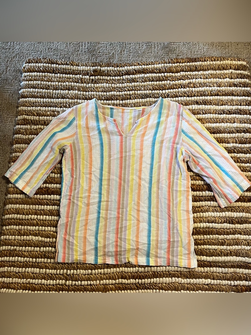 Vintage retro Multi-Color Stripe Long-Sleeve Top